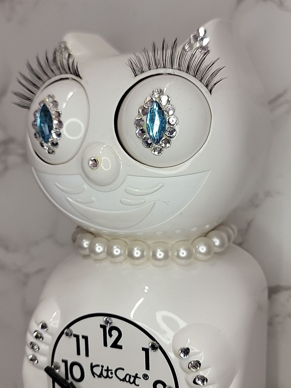 Jeweled White Lady Kit-Cat Klock clock SUPER RARE Vintage - Picture 3 of 7